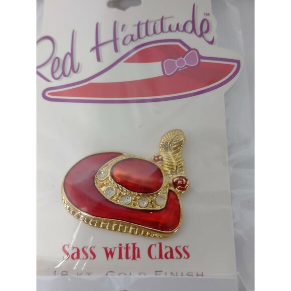 Red Hattitude Lot 2 Bracelet 4 brooches eyeglass holder sterling & 18kt finish - Picture 9 of 9